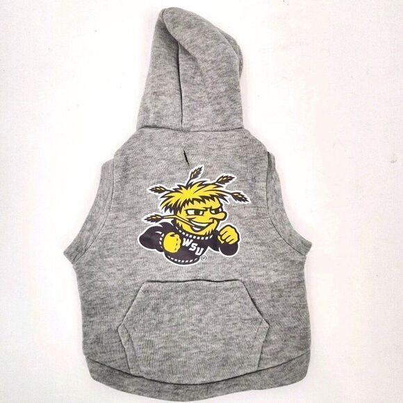 Wichita State Shockers Gray Dog Cat Sleeveless Hoodie Sweatshirt XS - Picture 1 of 4